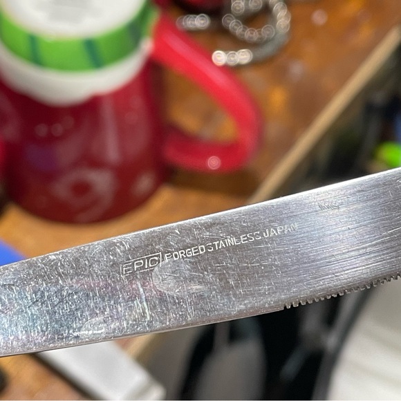 Epic Stainless dinner knives Wood handle Japan vintage MCM set of 4 - Picture 4 of 7